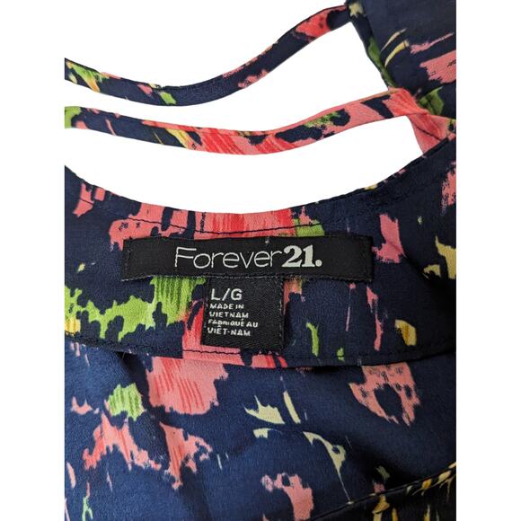 Forever 21 Floral Blouse with Open Back Design Size L - Picture 4 of 4